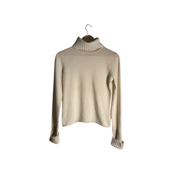 White + Warren Cashmere Sweater Women's Cream White Neutral Classic Size Medium - Picture 3 of 5